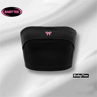 Áo ỐNG NƠ HỒNG 2 TẦNG Thêu Nơ Nữ ôm body chất tốt BABY TEE, Áo CRT kiểu ôm thun gân co giãn basic