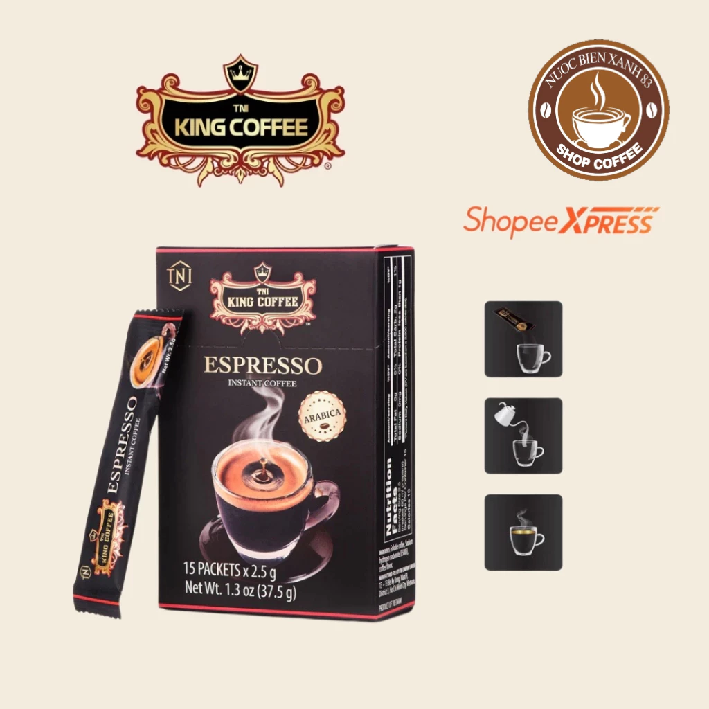 CÀ PHÊ HOÀ TAN TNI KING COFFEE ESPRESSO HỘP NHỎ (15 GÓI)