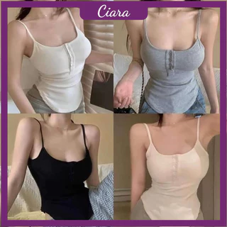 Áo 2 Dây Nữ Cúc Ngực Có Mút [HOT] Áo Quai Nhỏ 3 Màu 3 Cúc Cài Khuy Ngực Dáng Croptop Quyến Rũ, Free Size