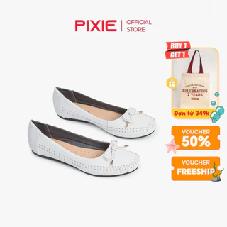 Giày Búp Bê Bệt Da Thật Siêu Êm Gắn Nơ Nhỏ Pixie X603