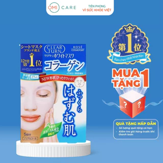 Mặt Nạ Dưỡng Trắng Da Và Bổ Sung Collagen Clear Turn Kosé Nhật Bản (Hộp 5 Miếng)