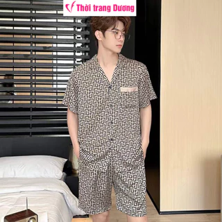 G3793QN Bộ pyjama nam Ngắn tay Quần ngắn mặc nhà vải lụa mềm mại, thoáng mát - Thời Trang Dương