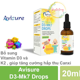 Siro Avisure D3 - MK7 Drops - Bổ sung Vitamin d3 k2, canxi cho bé, giúp xương, răng chắc khỏe