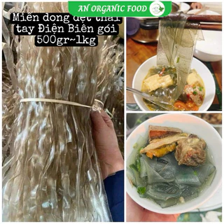 Miến dong bản dẹt to thái tay ít calo ăn kiêng no lâu healthy, miến dong cọng to, AN Organic Food