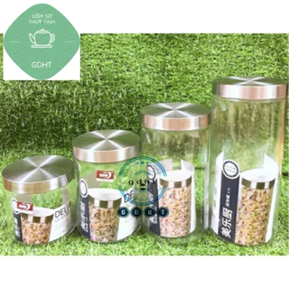 Hũ Thủy Tinh trụ tròn cao cấp- Hũ thủy tinh nắp thiếc 900ml - 1250ml- 1650ml- 2100ml