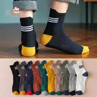 Tất unisex cổ trung ba sọc nâng tai phong cách thể thao nhiều màu