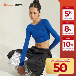 Áo croptop Maybi ôm thun tay dài rã kiểu nhiều màu