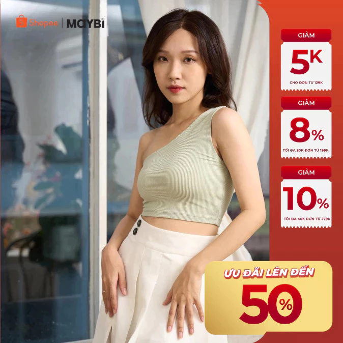 Áo croptop Maybi ôm thun không tay lệch vai