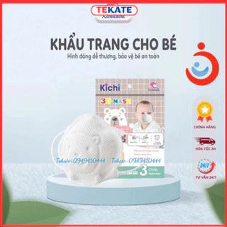 Khẩu Trang Cho Bé Kichilachi, Set 3 Chiếc Khẩu Trang Hình Gấu Cho Trẻ