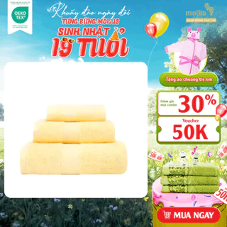 Bộ 3 Khăn Mollis Cotton Gồm 1 Khăn Tắm B853 và 1 Khăn Mặt FM61 và 1 Khăn Tay HM50 Cao Cấp Mềm Mịn PC35