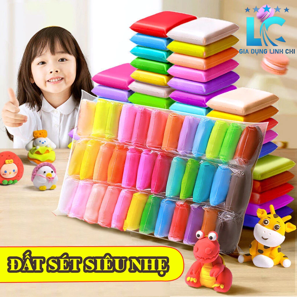 Combo đất sét tự khô Nhật 12/36 màu đất nặn tự khô cao cấp siêu nhẹ dành cho bé làm butter slime