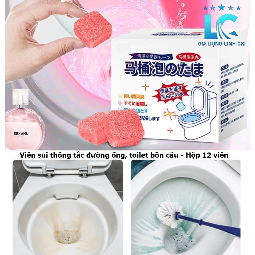 Hộp 12 Viên Sủi Vệ Sinh Bồn Cầu Tiện Dụng , Viên tẩy bồn cầu, thơm mát, khử khuẩn