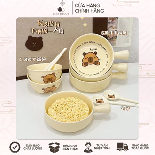 Set Bát Sứ 3 Món Hoạ Capy Bara Cute Đựng Được Nhiều Đồ Có Thể Dùng Với Lò Vi Sóng