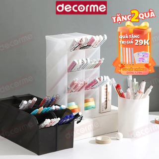 Kệ đựng bút DecorMe kệ bút ống đựng bút 4 ngăn basic BW hộp cắm bút để bàn nhiều ngăn Muji văn phòng phẩm combo kệ bút