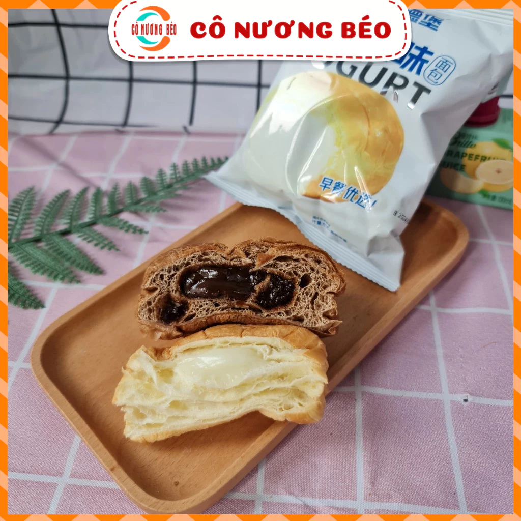 Bánh mỳ tươi nhân sữa chua, bánh nhân socola Aidebao bánh kẹo Cô Nương Béo