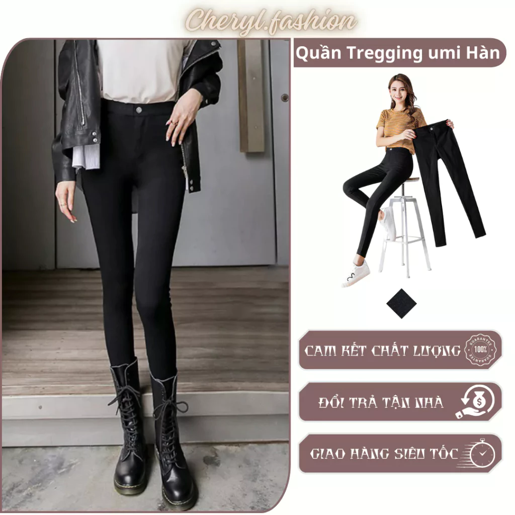 Quần tregging nữ lưng cạp cao kiểu dáng dài legging skinny ôm body tôn mông hàng chuẩn chất umi hàn cao cấp loại 1 CH208