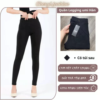 Quần legging nữ dài nâng mông lưng cạp cao giữ nhiệt leggin thun ôm bó vải cotton dày dặn bigsize - CHR239