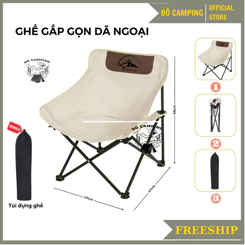 Ghế Gấp Gọn Camping Tmountain, Ghế Xếp Dã Ngoại Du Lịch Ngoài Trời Chịu Tải 150kg Gọn Nhẹ Bền, Dễ Sử Dụng
