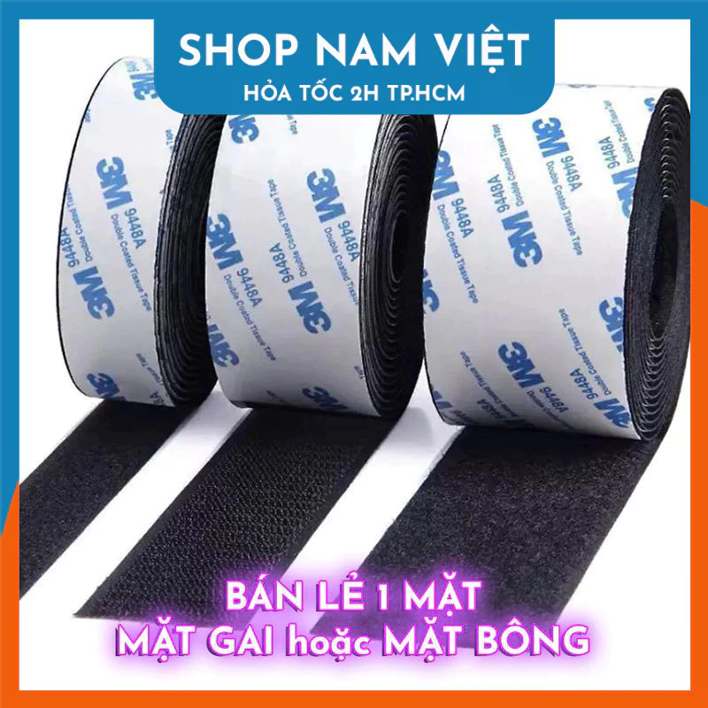 (Bán Lẻ 1 Mặt Gai Hoặc Bông) 1 Mét Velcro Kèm Keo 2 Mặt