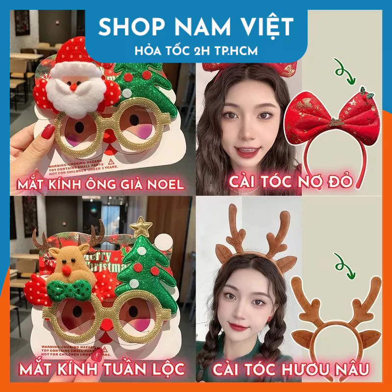 Mắt Kính, Cài Tóc Phong Cách Giáng Sinh Cho Người Lớn và Trẻ Em
