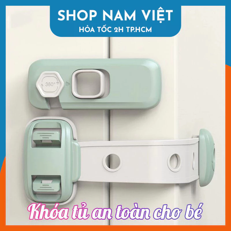 Khóa Tủ An Toàn Cho Bé Xoay 360 Độ, Khóa Tủ Lạnh, Bếp, Hộc Bàn Chống Kẹt