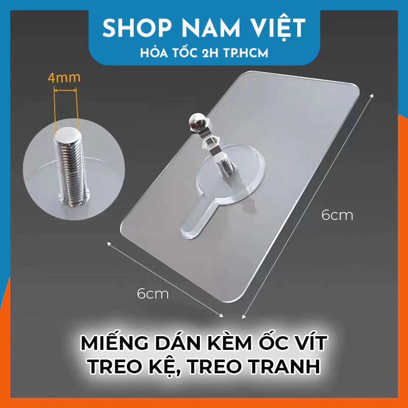 Miếng Dán Bulong Ốc Vít 8 - 12 - 16mm, Treo Kệ, Treo Tranh Không Khoan Tường