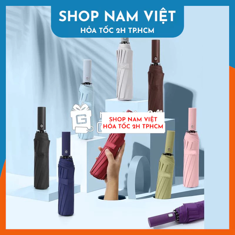 Ô Dù Chống Nắng Che Mưa Cản UV Tự Động Đóng Mở Khung 12 Xương