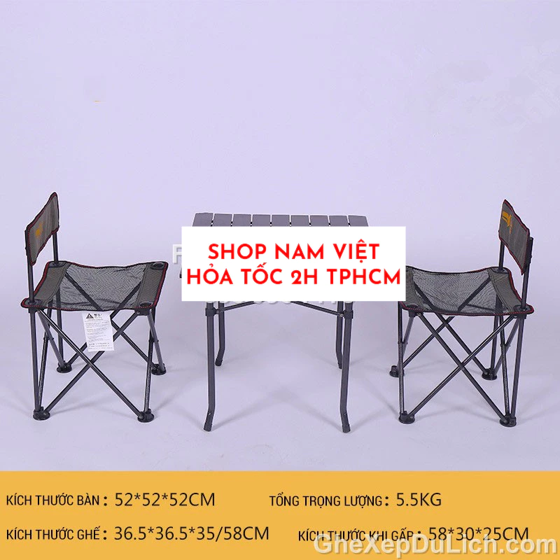 Bộ Bàn Ghế Gấp [1 Bàn Nhỏ + 2 Ghế] Cho Cắm Trại, Dã Ngoại