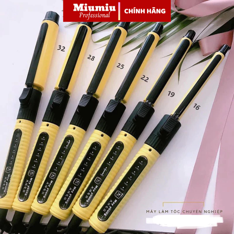 Máy uốn tóc xoăn vàng cảm ứng May Young M606 phủ sứ ceramic bóng mượt tóc
