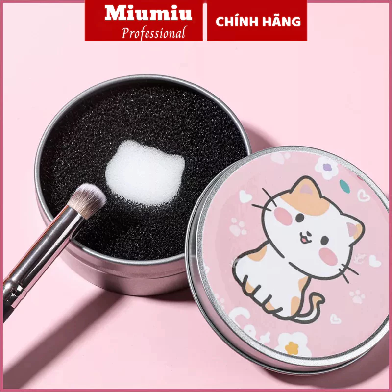 Hộp phủi cọ khô vệ sinh cọ trang điểm, miếng lau cọ nhanh chóng tiện lợi