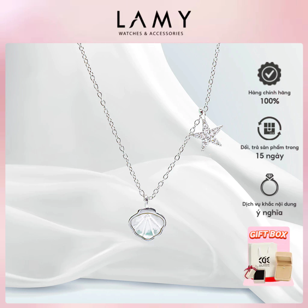 Dây chuyền bạc nữ LAMY Starfish & Seashell Pendant Necklace Silver 6414