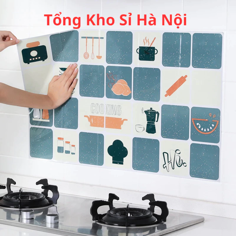 Giấy dán bếp cách nhiệt, chống dầu mỡ họa tiết dễ thương 2 kích cỡ