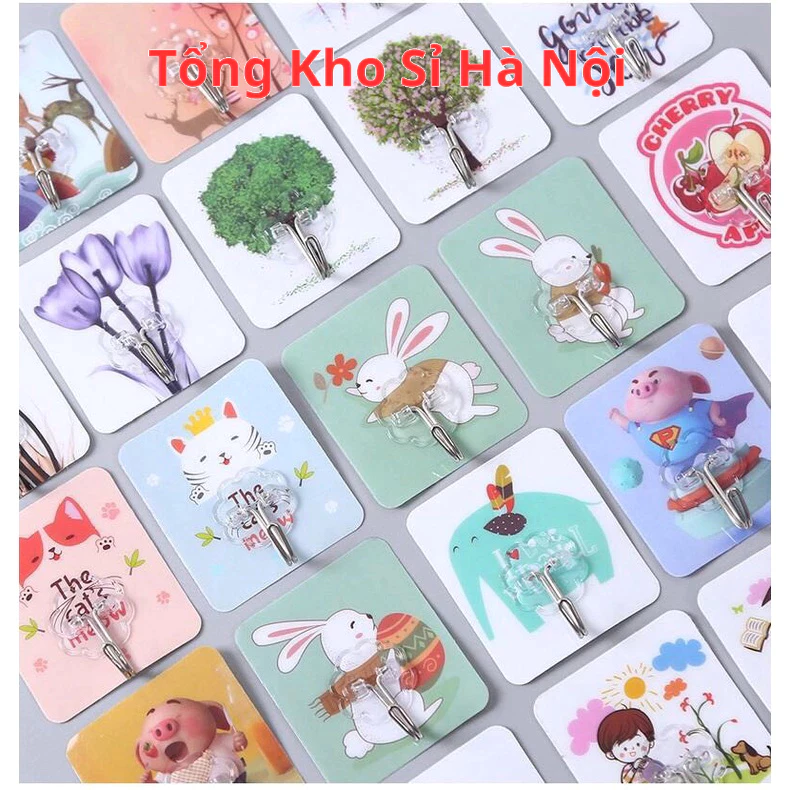 Set 10 Móc Dán Tường Siêu Dính, Móc Dán Tường In Hình Độc Đáo