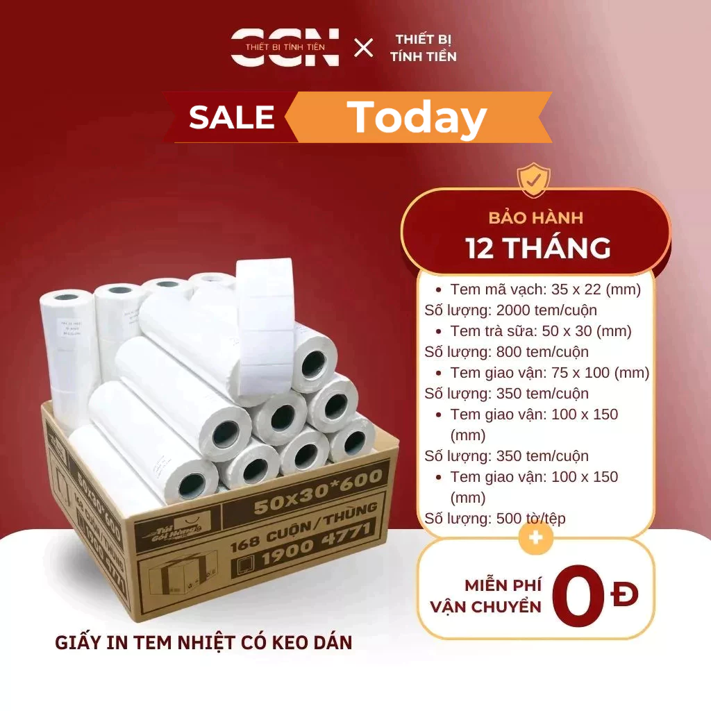[ HỎA TỐC HCM ] Cuộn in tem nhiệt kích thước 35x22, 50x30, 75x100,100x150 - In tem nhãn sản phẩm,trà sữa, in đơn SHOPEE
