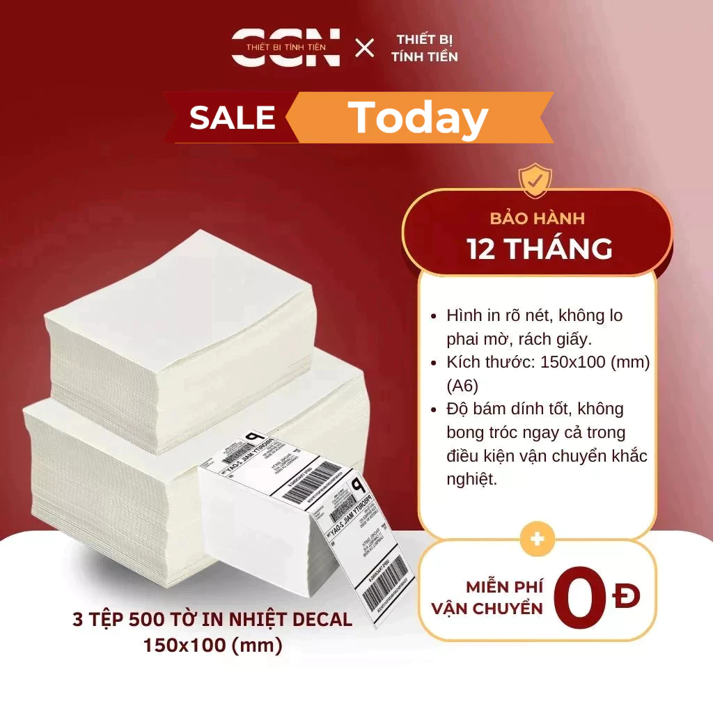 03 Tệp 500 tờ tem in nhiệt - In tem dán A6 đơn shopee - In tem giao vận kích thước 150x100 - In sắc nét bền màu