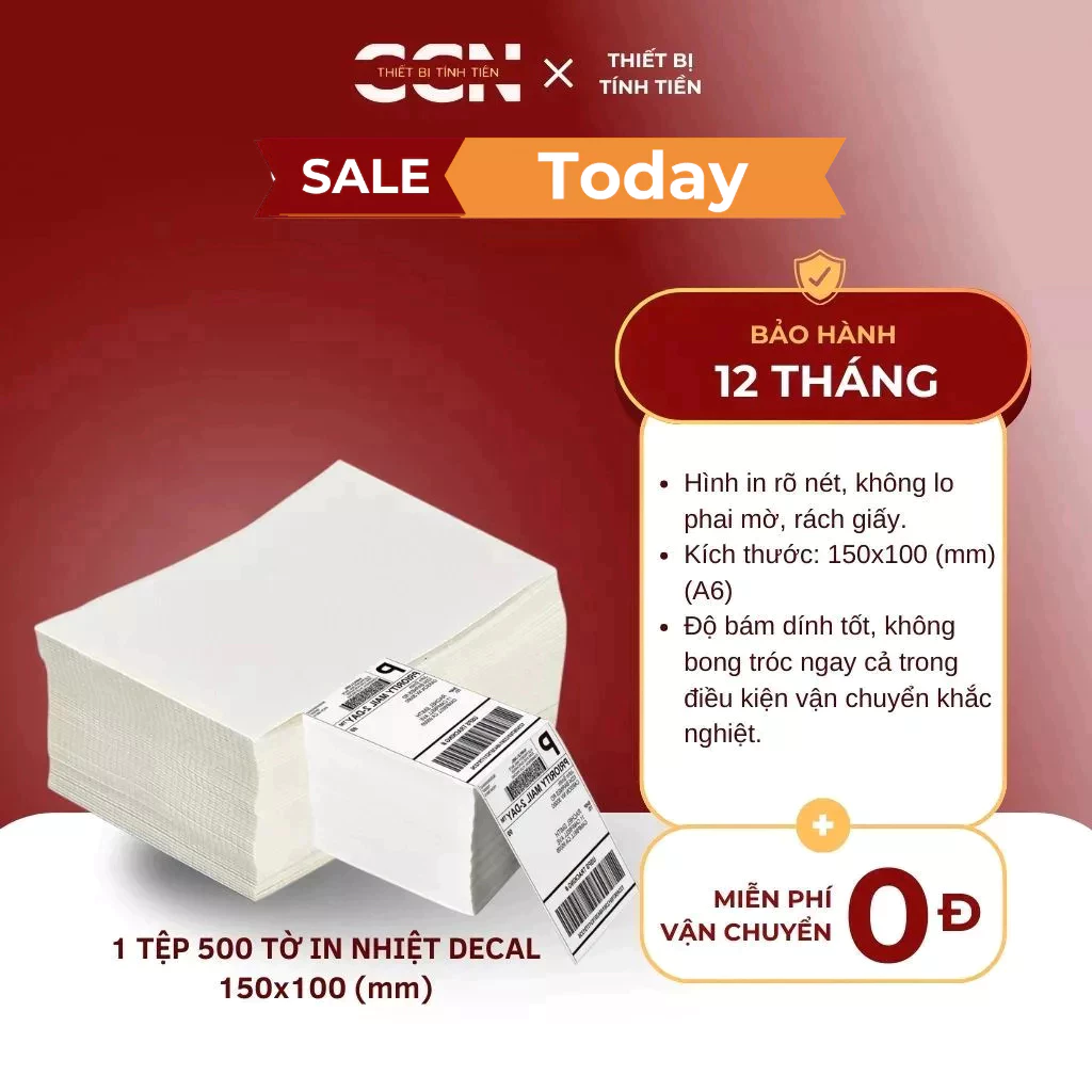 01 Tệp 500 Tờ Tem In Nhiệt Giao Vận - In tem dán A6 đơn shopee - In tem giao vận kích thước 150x100 - In sắc nét bền màu