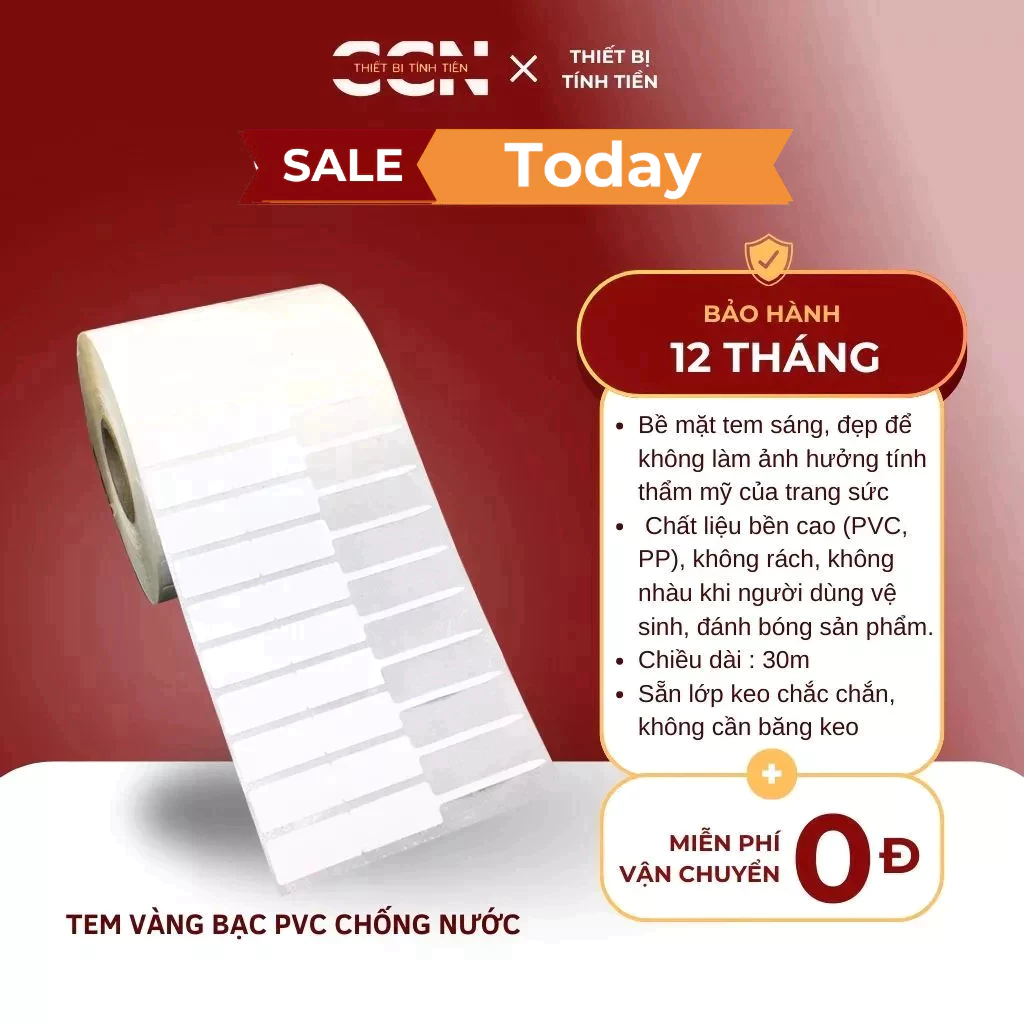 Decal In Tem Vàng Bạc PVC Chống Nước 15x10 (mm), 21x16 (mm)