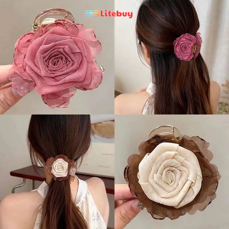 PVN68579 Kẹp tóc nữ hoa hồng cho nữ