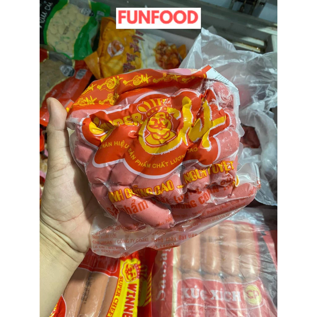Xúc xích đỏ 3A CP 500g vị hun khói, xúc xích bi ăn vặt, chiên, thả lẩu, xúc xích CP kẹp bánh mỳ