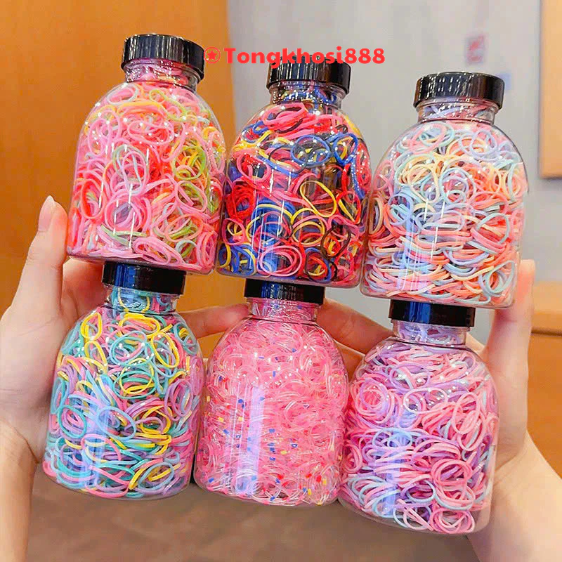 PVN68688 Set 1000 dây thun buộc tóc nhiều màu dễ thương cho bé gái tongkhosi888