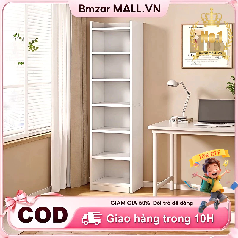 Bmzar Kệ sách gỗ đa năng có khả năng tận dụng không gian cao và đa chức năng trang trí và lưu trữ