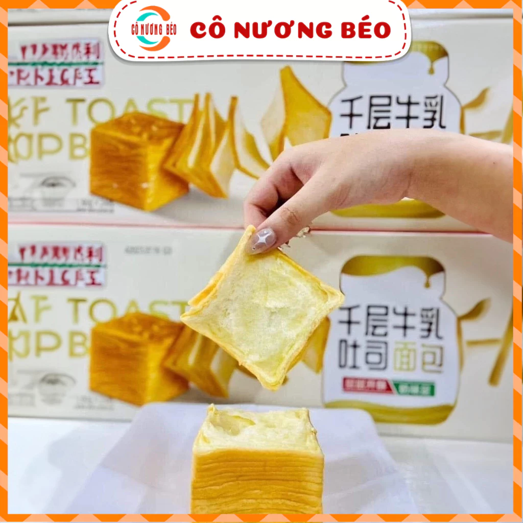 Bánh mì gối ngàn lớp nhiên lợi, bánh mì sữa ngàn lớp  80gr đồ ăn vặt Cô Nương Béo