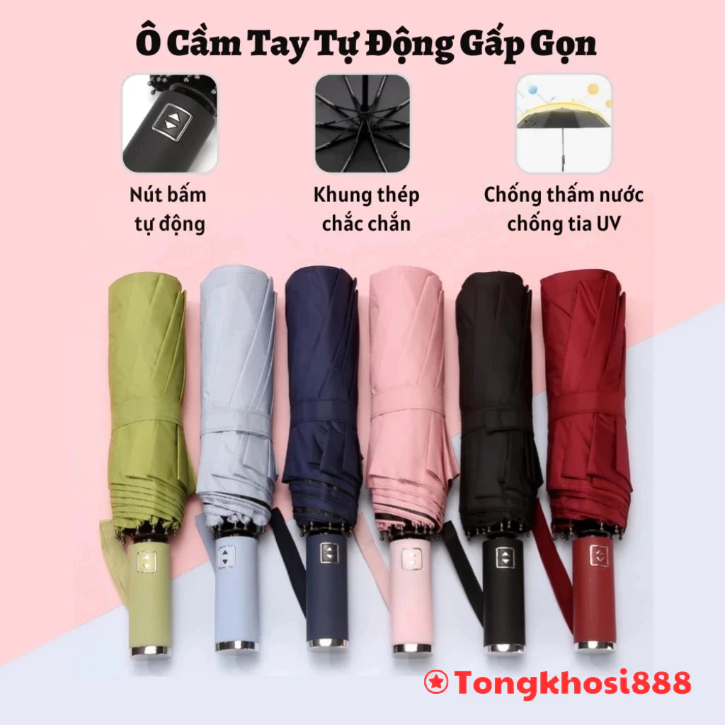PVN36654 Ô dù Nan đóng mở tự động 2 lớp chống tia UV, Ô che mưa đi nắng phiên bản cao cấp  T2