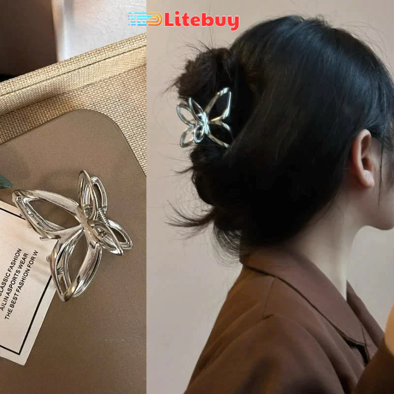 PVN67237 Kim loại nơ tóc nữ tính khí kẹp cá mập phụ kiện tóc litebuy