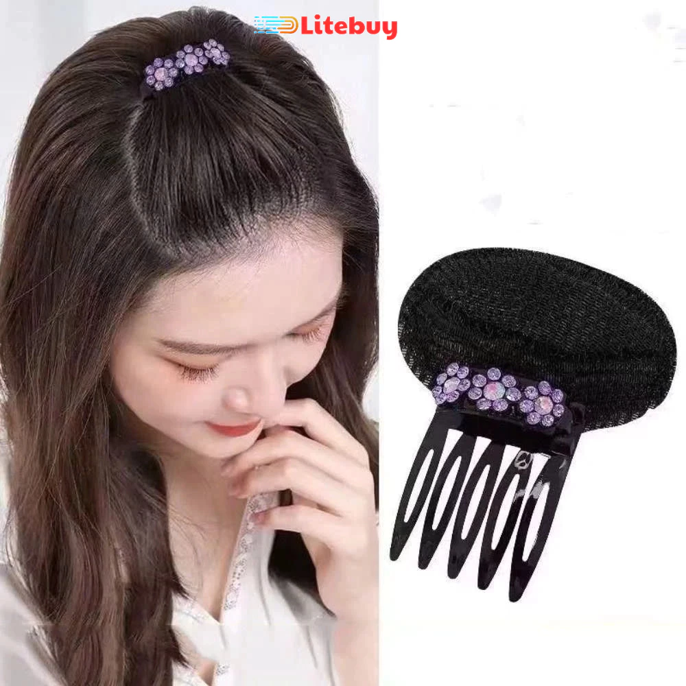 PVN68072 Kẹp độn phồng tóc mái đính đá - độn phồng mút xốp đính đá litebuy
