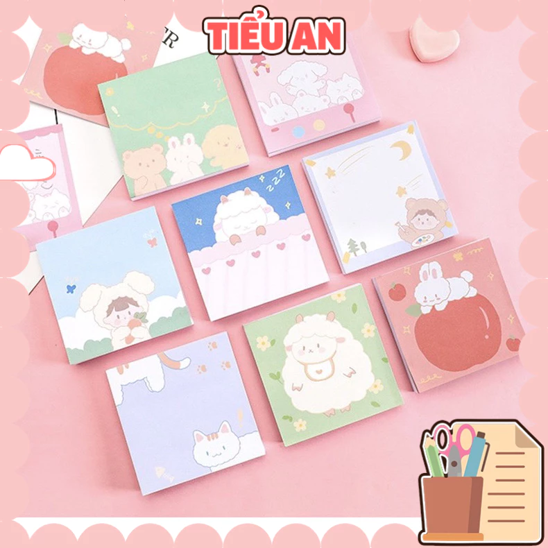 Giấy note vuông nhiều hình ảnh 30 tờ (6x6 cm) - Giấy ghi chú