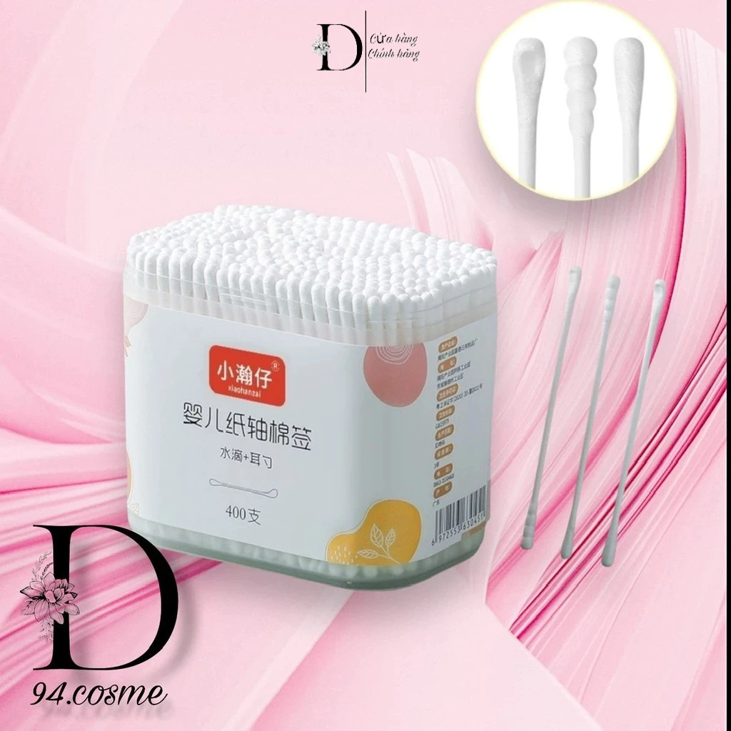 Hộp 400 que tăm bông ngoáy tai 2 đầu cho trẻ em