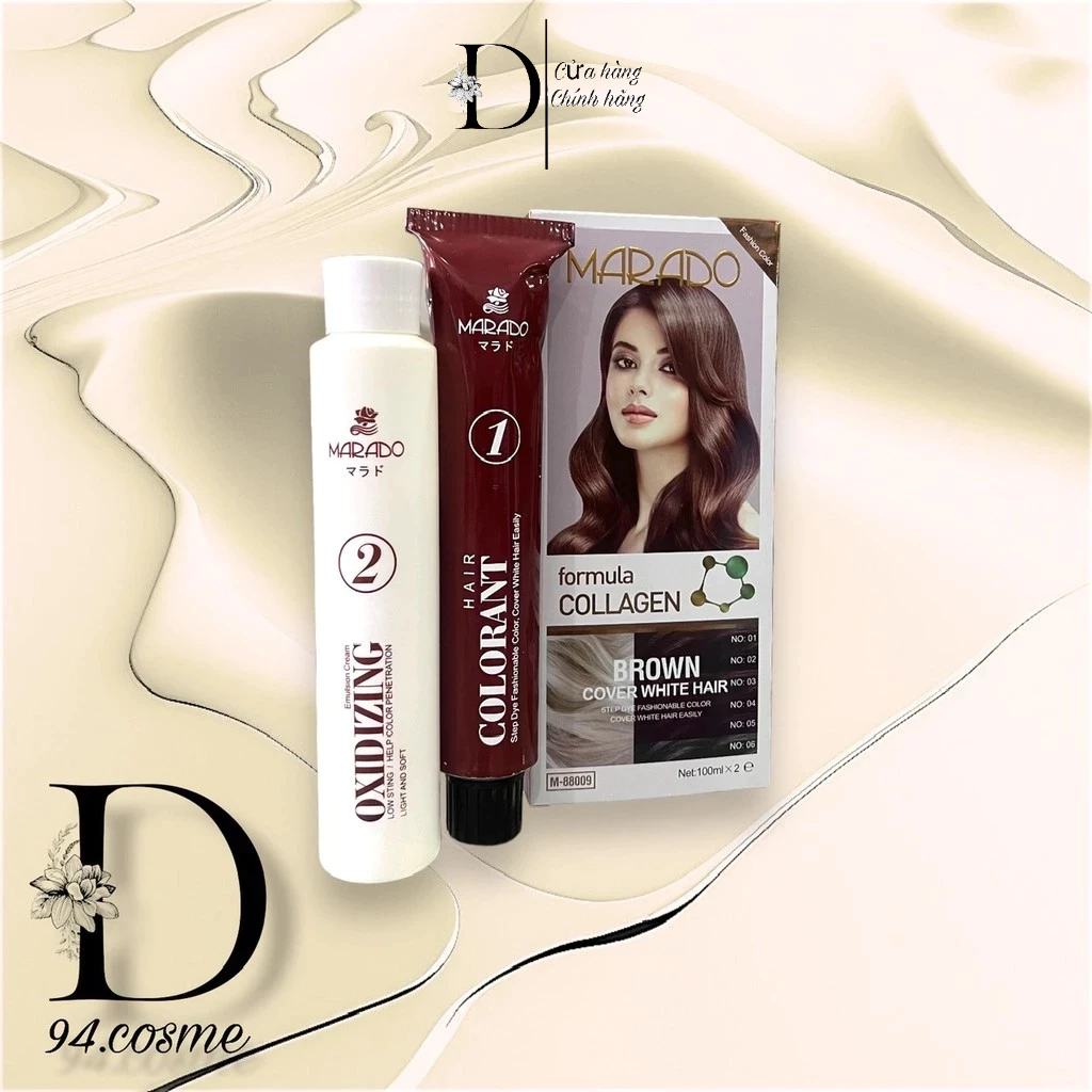 Kem nhuộm tóc phủ bạc Collagen Marado 100ml