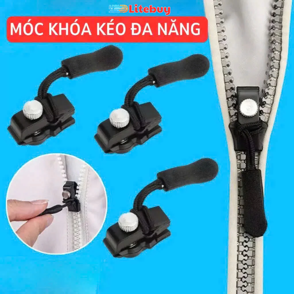 PVN68291 Set 2 Đầu dây kéo tức thì đa năng - Khóa kéo trượt thay thế có thể tháo rời litebuy
