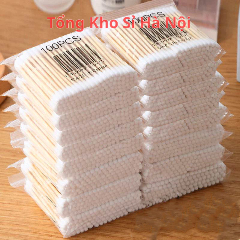 Combo Gói Tăm Bông Cán Gỗ Thiên Nhiên Ngoáy Tai Tiện Lợi